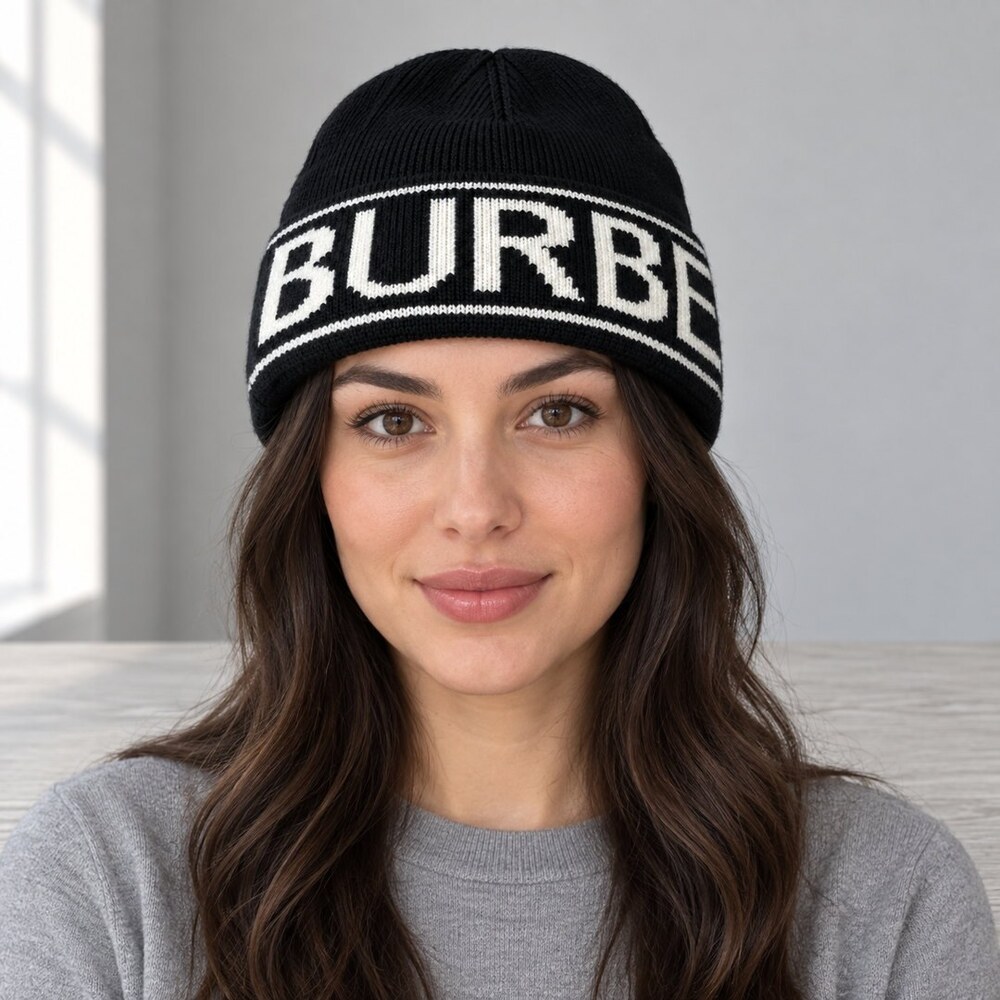 Burberry Black Logo Knit Beanie - Picture 2 of 6